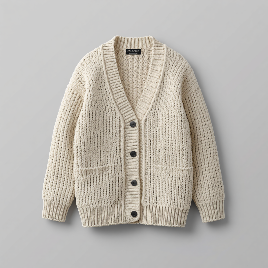 CHUNKY KNIT BUTTON CARDIGAN WOMEN'S OVERSIZED V NECK COZY SWEATER