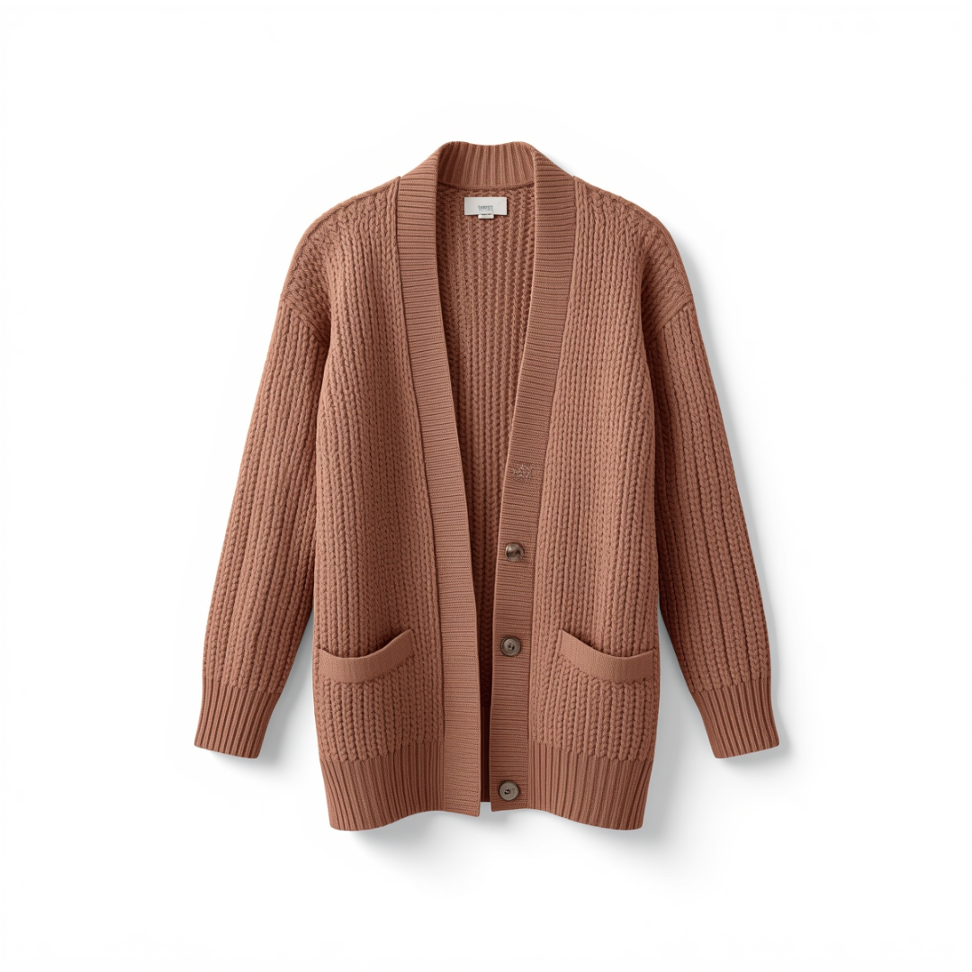 WAFFLE KNIT OPEN FRONT CARDIGAN WOMEN'S RELAXED BUTTON SWEATER