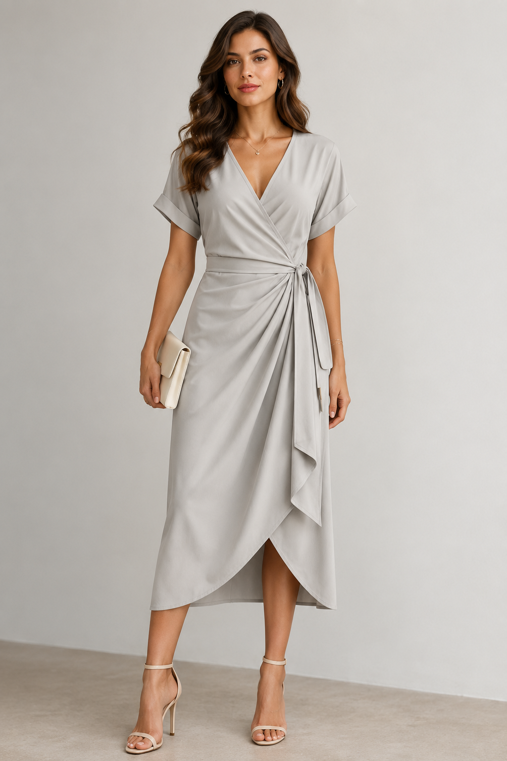 ELEGANT WRAP MIDI DRESS  WRAP STYLE