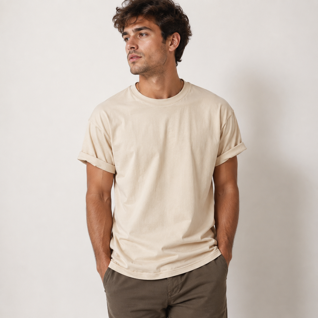 Essential Oversized Cotton T-Shirt Sand Beigee