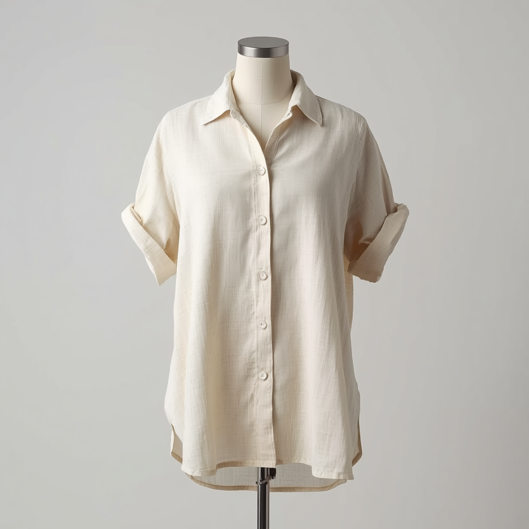Relaxed Button Up Shirt Natural Ivorya