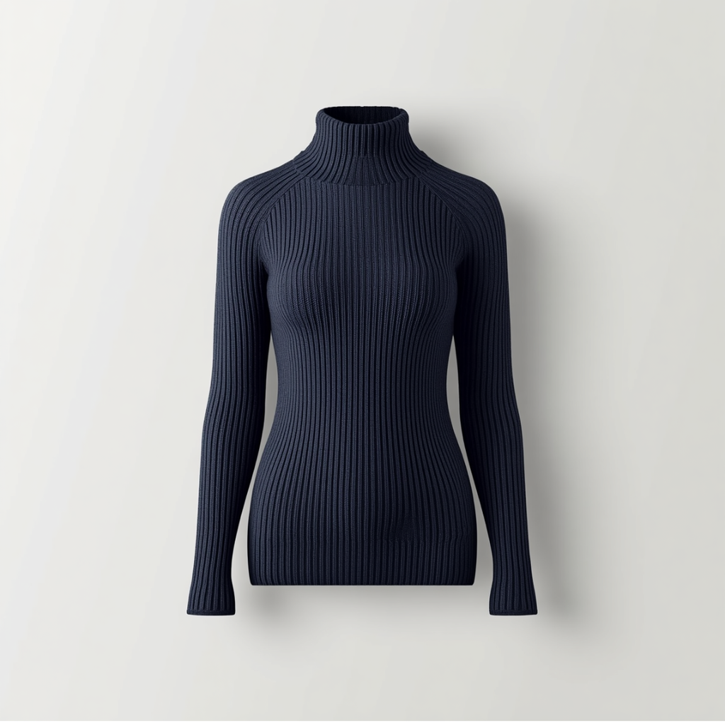 RIBBED TURTLENECK SWEATER WOMEN'S SLIM FIT KNIT LONG SLEEVE PULLOVER